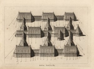 Königliche Zelte aufgestellt für das Treffen von König Heinrich VIII. und König Franz I. von Frankreich nahe Ardres 1520