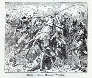 Rudolf von Schwaben tödlich verwundet, 1882 von Unbekannt