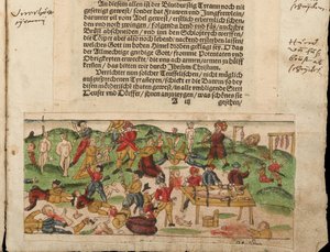 Russische Gräueltaten in Livland im Jahr 1578. Aus Johann Jakob Wicks Sammlung von Nachrichten
