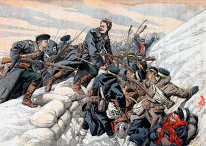 Russischer Angriff auf die japanischen Schützengräben, Russisch-Japanischer Krieg, 1904-5