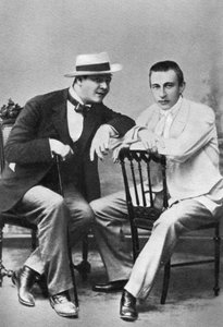 Russischer Opernsänger Feodor Chaliapin mit Komponist und Pianist Sergei Rachmaninov, um 1890