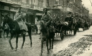 Russische Versorgungskolonne in Przemysl, März 1915, um 1920