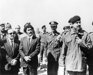 Saddam Hussein hält eine Rede, Irak, 1986