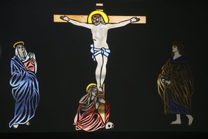 Koptische Kunst in der St.-Antonius-Kirche: Jesus am Kreuz, Jerusalem, Israel von Unbekannt