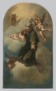 Heiliger Antonius auf einer Wolke von Engeln umgeben