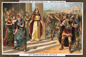 Heilige Genoveva und Attila, ca. 451 n. Chr., 19. Jahrhundert