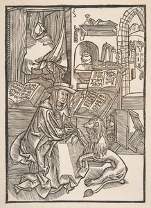 Heiliger Hieronymus zieht einen Dorn aus dem Fuß des Löwen, Lyon 1508 Kopie, n.d. von Unbekannt