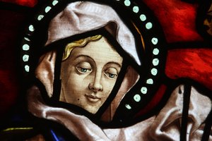 San Jeronimo Kirche. Buntglas. Jungfrau Maria, Madrid, Spanien von Unbekannt