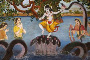 Sandipani Muni Schule für bedürftige Mädchen, betrieben von Food for Life Vrindavan. Leben des Gottes Krishna. Indien