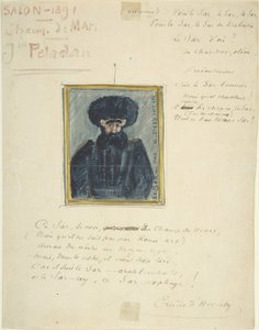 Satirische Zeichnung von Sâr Josèphin Péladan, 1891