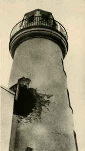 Leuchtturm von Scarborough von einer deutschen Bombe getroffen, Erster Weltkrieg, Dezember 1914, um 1920