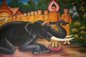 Szene aus dem Leben Buddhas, Vientiane, Laos