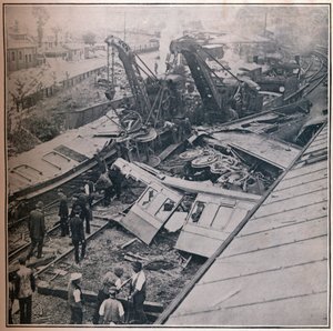 Szene des schrecklichen Eisenbahnunglücks in Salisbury, 1906