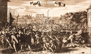 Szene des Mordes an Cornelis und Johan de Witt, Den Haag, 20. August 1672