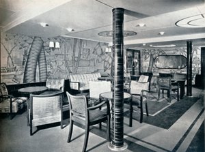 Raucherraum der zweiten Klasse an Bord der Victoria, 1931 von Unbekannt