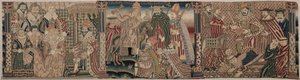 Abschnitt eines bestickten Frieses: Ahasverus und Esther, Der Papst tadelt den Kaiser, 1625-1649