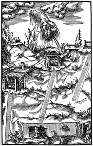 Schnittansicht einer deutschen Mine, 1556