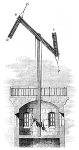 Schnittansicht eines Telegrafenturms für Claude Chappes Semaphor, 1792, um 1870 von Unbekannt