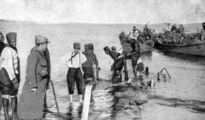 Senegalesische Soldaten beim Einschiffen an der ägyptischen Küste, Erster Weltkrieg, 1915