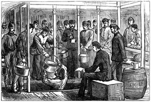 Ausschank von Porter auf einem Truppenschiff, 1878