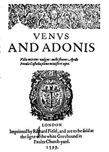Shakespeares Erstes Veröffentlichtes Werk - 1. Ausgabe von Venus und Adonis, 1593, 1946 von Unbekannt