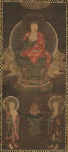 Shakyamuni-Triade: Buddha begleitet von Manjushri und Samantabhadra Buddha, späte 1300er von Unbekannt