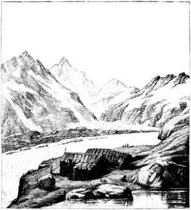 Unterkunft gebaut vom Glaziologen Louis Agassiz, Aar-Gletscher, Schweiz, 1842