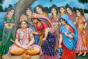 Shree Krishna nimmt die Form von Gauranga an, Vrindavan, Indien