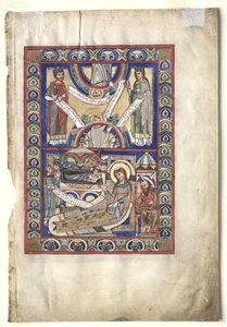 Einzelblatt aus einem Evangelienbuch: Die Geburt Christi recto und St. Matthäus verso, ca. 1190
