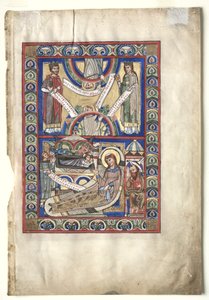 Einzelblatt aus einem Evangelienbuch: Die Geburt Christi (recto)