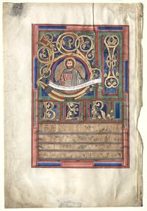 Einzelblatt aus einem Evangelienbuch mit Initiale L[iber generationis]: St. Matthäus verso, ca. 1190 von Unbekannt