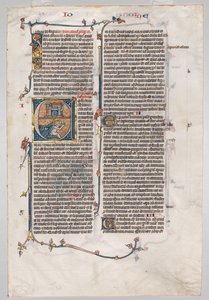 Einzelblatt aus einer Bibel: Initiale E[t factum est] mit Jona, der vom Wal verschlungen wird, um 1290 von Unbekannt
