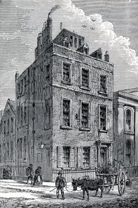 Haus von Sir Isaac Newton an der Ecke von Orange und St. Martins Streets, London, ca. 1880