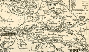 Skizzenkarte des Aisne-Tals oberhalb von Soissons, 1914, ca. 1920 von Unbekannt