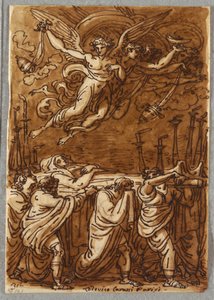 Skizzenbuch-Folio, Die Apostel tragen den Körper der Jungfrau zum Grab, Studie nach Lodovico Carracci von Unbekannt