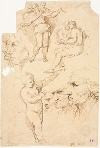 Skizzen von Köpfen und Figuren, 1600er Jahre
