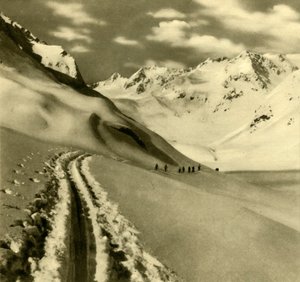 Skifahren auf dem Alpeiner Ferner Gletscher in den Stubaier Alpen, Österreich, ca. 1935 von Unbekannt