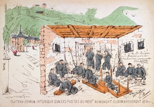 Soldaten in einem Gebäude während eines Bombardements, Deutsch-Französischer Krieg, Dezember 1870 von Unbekannt