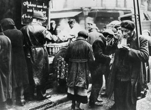 Suppenküche für Bedürftige, Les Halles, deutsch besetztes Paris, Februar 1941