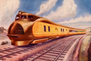 Mit hoher Geschwindigkeit über einen Kontinent. Amerikas erster diesel-elektrischer Expresszug hat eine neue Ära im Eisenbahnverkehr eröffnet