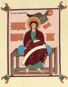 St. Johannes der Evangelist aus dem Lindisfarne-Durham-Evangelienbuch, um 720
