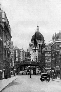 St. Pauls Kathedrale von der Fleet Street an einem Sonntag, London, um 1930er Jahre