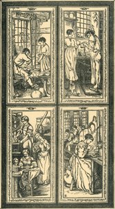 Staffordshire-Prozesse, Entwurf für ein Buntglasfenster, um 1870, 1881 von Unbekannt