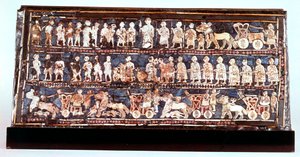 Standarte von Ur, die Kriegsseite, aus dem königlichen Friedhof von Ur, sumerisch, ca. 2500 v. Chr.