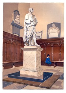 Statue von Sir Isaac Newton in der Kapelle des Trinity College, Cambridge, um 1850
