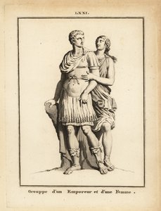 Statue eines römischen Kaisers und einer Frau von Unbekannt