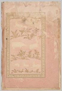 Schablonierte Szenen von Löwe und Gazelle, um 1710 von Unbekannt