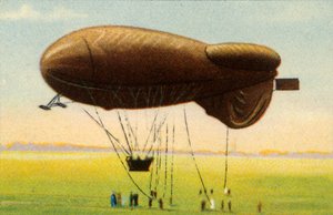 Stromlinienförmiger Sperrballon mit Korb, 1918, 1932 von Unbekannt