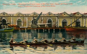 Zuckerlager Kanufahren, San Juan River, Matanzas, Kuba, um 1920er