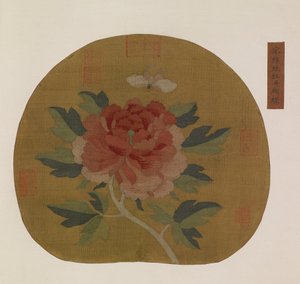 Wandteppich: eine Pfingstrose und ein Schmetterling, möglicherweise Ming-Dynastie, 1368-1644 von Unbekannt